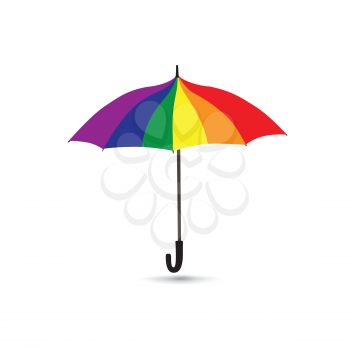 Umbrella in rainbow colores isolated over white background. Summer holiday parasol icon. Autumn rain symbol