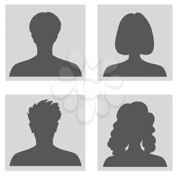 avatar set. People profile set. Woman and man silhouette. Portra