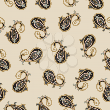 Floral pattern. Flourish oriental ethnic background. Arabic ornament with fantastic flowers and leaves. Wonderland swirl nature motives of stylish vintage fabric patterns.