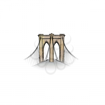 New-York city sign. Travel NYC icon. American landmark Brooklyn bridge view