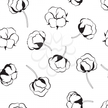 Floral seamless pattern with flower cotton.  Nature background