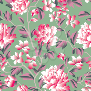 Floral seamless pattern. Flower rose chinese background. Flourish wallpaper with plants and flowers chrysanthemum.