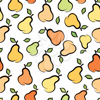 Fruit silhouette seamless pattern. Pear ornamental background