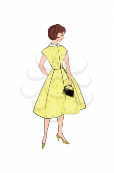 Stylish fashion dressed girl (1950's 1960's style): Retro fashion party. vintage fashion summer cloth from 60s.