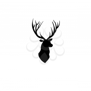 Deer head silhouette. Wild animal reindeer drawn profile