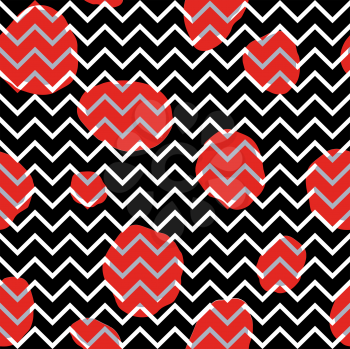 Abstact seamless pattern. Zig-zag line and dot texture. Diagonal line black and white dotted ornament.