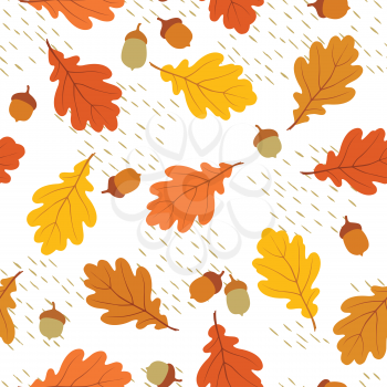 Autumn leaves seamless pattern. Fall leaf and berries. Floral nature icons. Autumnal background.
