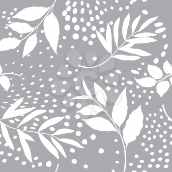 Floral seamless pattern. Branch with leaves ornamental texture. Flourish nature winter garden textured background