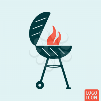 Barbecue BBQ icon. Barbecue BBQ logo. Barbecue BBQ symbol. Barbeque BBQ grill icon isolated minimal design. Vector illustration.