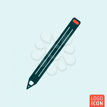 Pencil icon. Pencil logo. Pencil symbol. Writing tool icon isolated, minimal design. Vector illustration