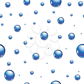 Seamless pattern with water drops. Transparent background.