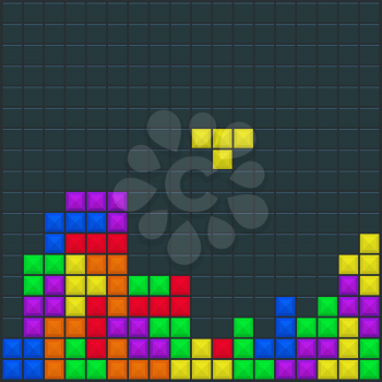 Game tetris square template. Brick game pieces. Vector illustration.