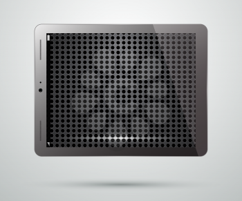 Tablet PC Computer with Metallic Perforated Screen Saver. Realistic Modern Isolated Mobile Pad. Digital Vector Design.