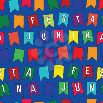 Seamless Pattern with Colored Flags. Festa Junina Party.