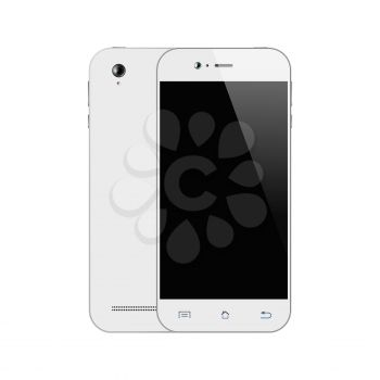 Vector Smart phones isolated. White Smartphone. Front and Back view Mobile phone.