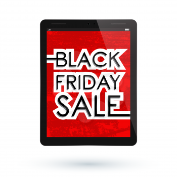 Black Friday Sale. Black Tablet PC Pad. Vector illustration.