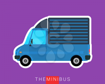 Commercial delivery cargo truck. Freight bus. Commercial vehicle minibus. Vector illustration