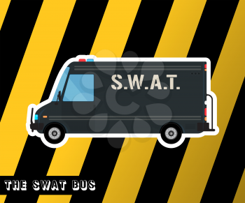 Swat truck isolated. Police bus. Special squad vehicle. Vector illustration
