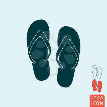 Beach slippers icon. Beach slippers symbol. Flip-flop icon isolated. Vector illustration