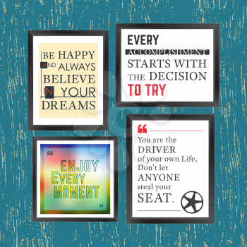 Quotes motivation frame. Quote motivational square template. Inspirational quotes. Text box layout. Vector illustration.