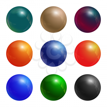 Color balls set. Colored button collection. Vector illustration