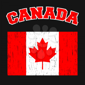 Canada t-shirt print design. Canadian flag vintage stamp. Printing and badge applique label t-shirts, jeans, casual wear. Vector illustration.