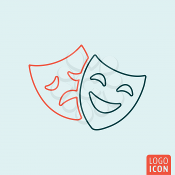 Comedy and tragedy mask icon. Theatre drama symbol. Vector illustration
