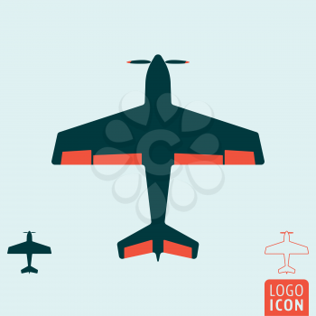 Plane icon. Light aircraft or sport airplane symbol. Vector illustration