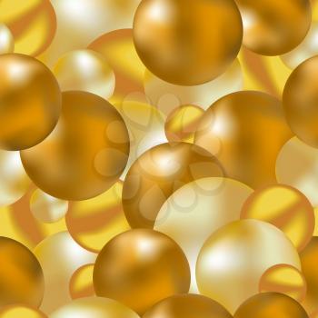 Golden balls seamless pattern. Christmas toys background. Design for cover, greeting card, gift wrapping, invitations printings, brochure or flyer. Vector illustration.