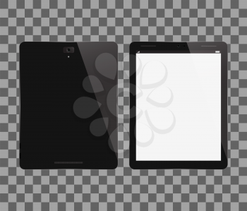 Black tablet PC front and back view. Vector illustration.