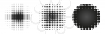 Set of circle halftone. Halftone round dots stamp. Vector illustration.