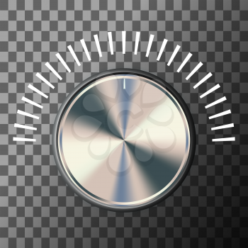 Music volume knob with white scale. Vector illustration.