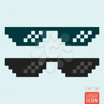 Pixel glasses icon. Thug life meme glasses. Vector illustration