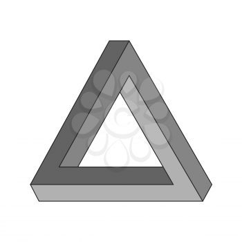 Penrose triangle - triangular impossible object. Geometric optical illusion. Vector illustration.