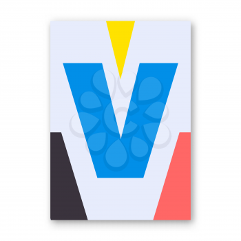 Letter V poster. Cover for magazine, printing products, flyer, presentation, brochure or booklet. Vector illustration
