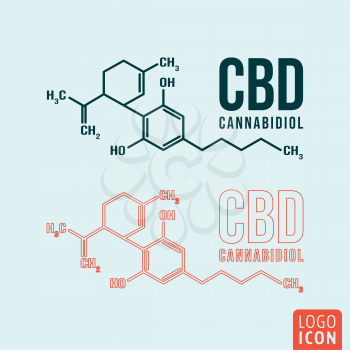 Cannabidiol formula symbol. Cannabis neon light design. Vector illustration.