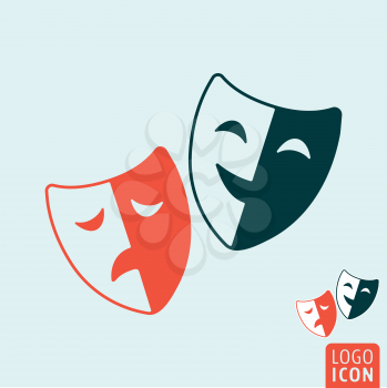 Comedy and tragedy theatrical masks symbol. Theater mask icon. Vector illustration