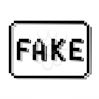 Fake pixel stamp. Old video game design text message. Vector illustration.