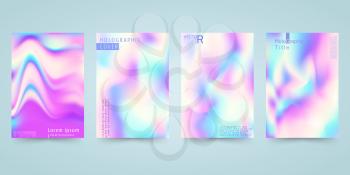 Hologram bright colorful background set. Modern design for cover, magazine, printing products, flyer, presentation, poster, brochure or wall decor. Vector illustration