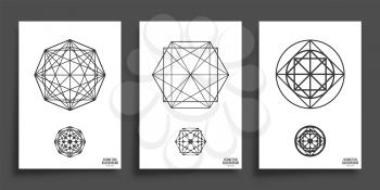 Set of minimal geometric shapes design for cover, printing products, flyer, logotype, brochure or wall decor. Vector illustration.