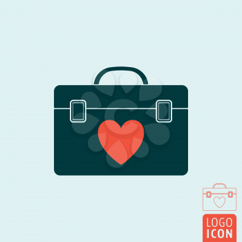 Human organ transplantation box icon. Transplant case symbol. Vector illustration.