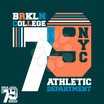 Brooklyn NYC college t-shirt print design. Designed for printing products, badge, applique, label clothing, t-shirts stamp, jeans and casual wear. Vector illustration.