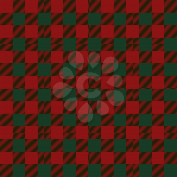 Lumberjack plaid pattern. Alternating red and green squares seamless background. Vector illustration.