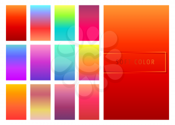 Set of soft color gradients background for mobile screen, app. Vector illustration.