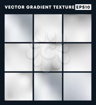 Silver gradient texture pattern set for the background. Vector illustration.