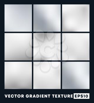 Set of silver gradient texture pattern background. Vector illustartion.