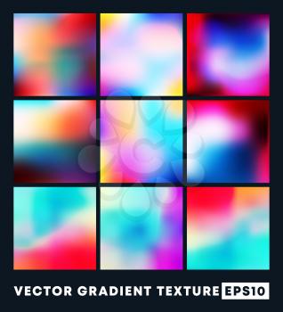 Set of colorful gradient texture pattern background. Vector illustartion.