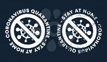 Coronavirus quarantine - Stay at home - caution sign, symbol, icon. Vector illustration.