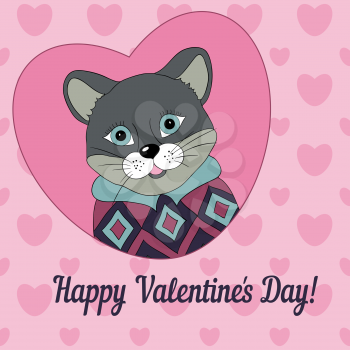 Cougar in the pink jersey. Picture for clothes, cards, covers. Happy Valentine's Day!