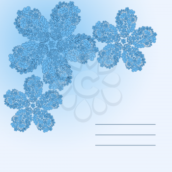 Floral doodle card in blue color